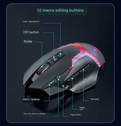 Wired Game Mouse 12000 DPI Adjustable Macro Programming RGB Backlight Ergonomics Design Fire Key E-sport Mause Gaming PC Mice