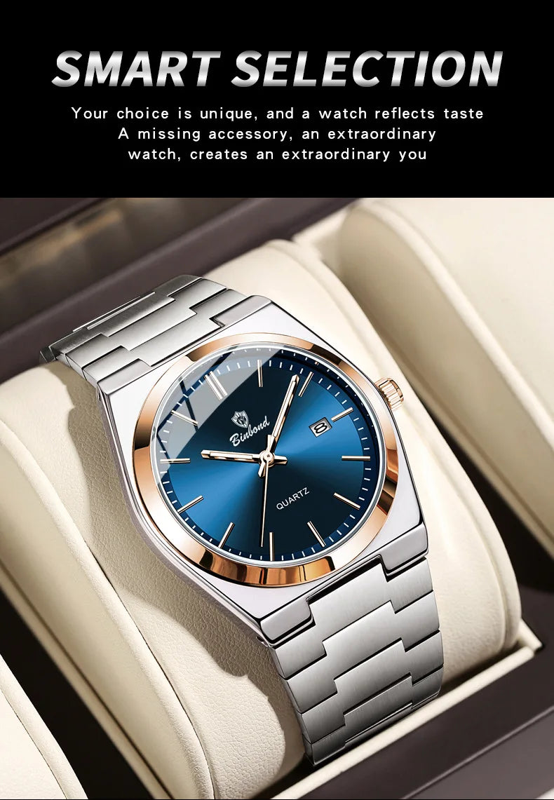 Montre pour homme UTHAI, marque de luxe abordable, en acier inoxydable, avec calendrier, étanche, pour homme, affaires et loisirs, montre à quartz tendance