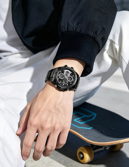 Herrenuhr SMAEL 8160 – Militär-Sportmodell, analog und digital, aus Edelstahl – Wasserdicht, mit LED-Anzeige, Wecker, Chronograph und Stoppuhr