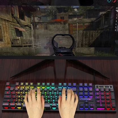 RGB Wired Mechanical Keyboard 104 Keys of Backlit Key Caps Gaming and Office Keyboard For Microsoft Windows and Apple IOS System