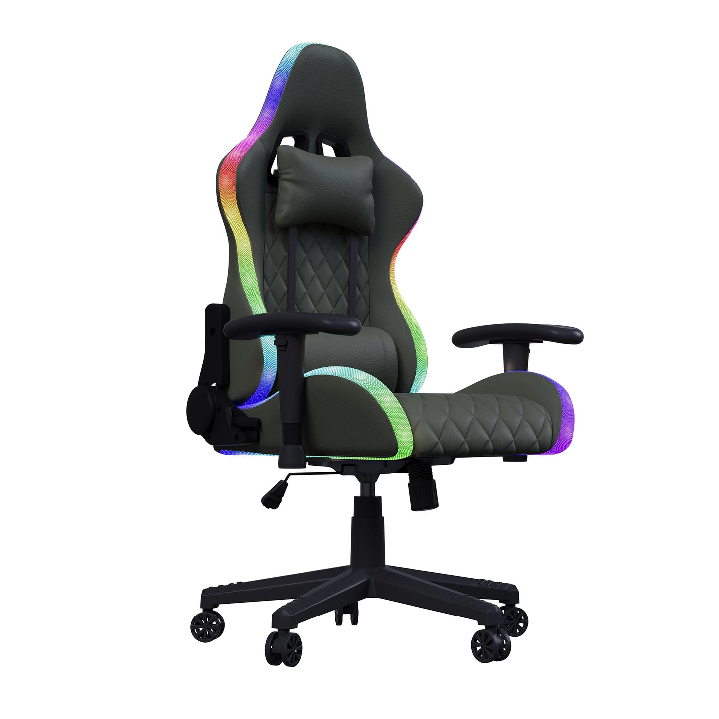 Rosahqnda Gaming Chair with Massage Function, Adjustable Office Chair, Gamer Chair with LED,Lumbar Cushion, Pillow,150 KG