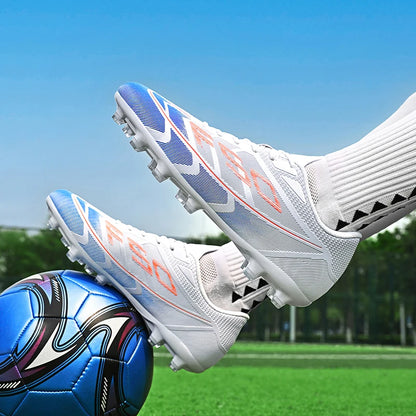 Chaussures de football populaires à tige basse FG/TF, unisexe, pour terrain, entraînement rapide, crampons antidérapants à crampons longs