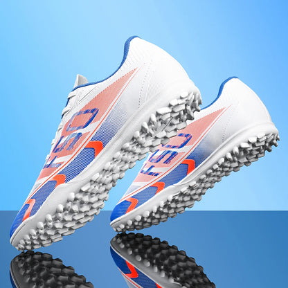 Chaussures de football pour hommes, modèle TF pour terrains synthétiques, tige en PU respirant, crampons en caoutchouc antidérapants, baskets de football pour adultes, idéales pour l’entraînement sur gazon synthétique