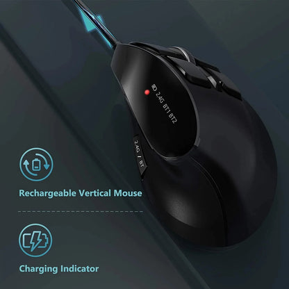 Seenda Vertical Wireless Mouse Bluetooth 5.0 3.0 Mouse for Tablet Laptop PC Mac iPad Rechargeable 2.4G USB Ergonomic gaming Mice