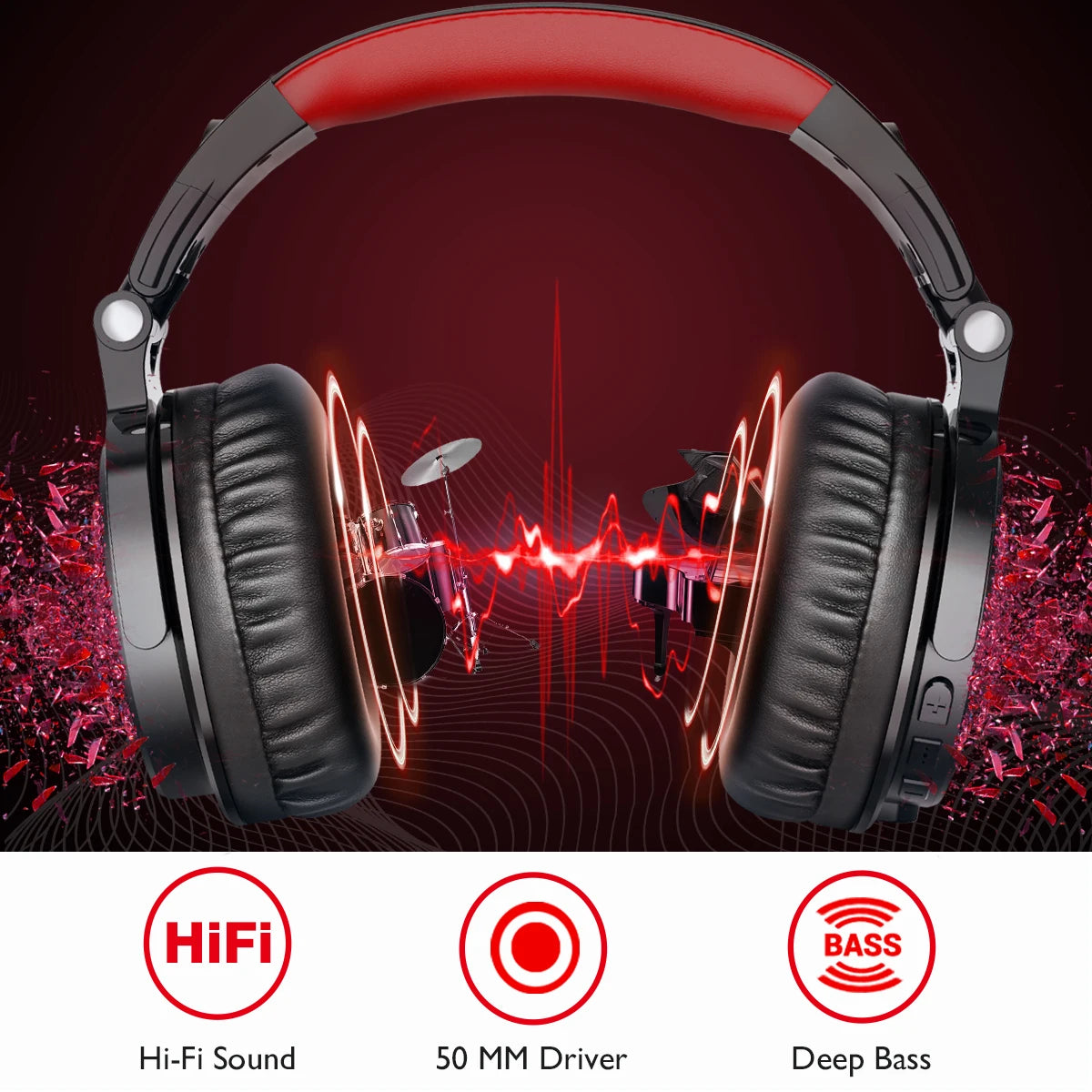 Oneodio 110h Wireless Bluetooth 5.2 Headset + Wired Gaming Headphones 2 in 1 With Microphone For PC PS4 Skype Type C Headphones
