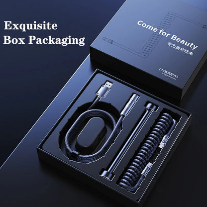 EARY Coiled Keyboard Cable USB to Type-C Detachable Aviator Cable, 1.2M Mechanical Gaming Keyboard Cable for PC, Laptop & Custom Keyboards