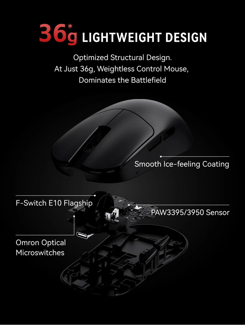 ATK VXE MAD R MAJOR Gaming Mouse 8K PAW3395/3950 Sensor Dual-Mode Wireless Mouse Nonporous Lightweight Ergonomic Mice