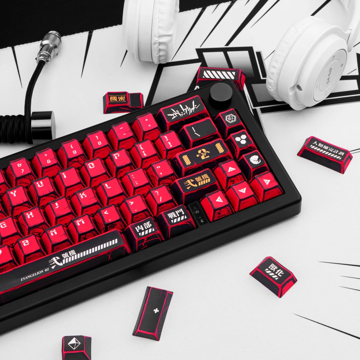 Manga Red Black Cherry Keycap Kit PBT 129 Key MX Switch HI75 HI8 68 F99 104 64 Wooting Mechanical Keyboard