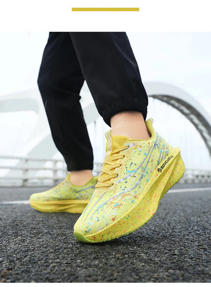 Men Running Shoes Carbon Board Marathon Cushion Mens Sports Breathable Lightweight Women Comfortable Athletic Nonskid Sneakers