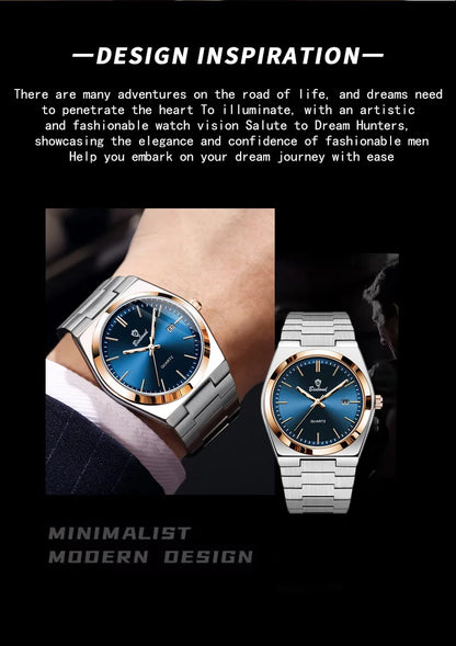 Montre pour homme UTHAI, marque de luxe abordable, en acier inoxydable, avec calendrier, étanche, pour homme, affaires et loisirs, montre à quartz tendance