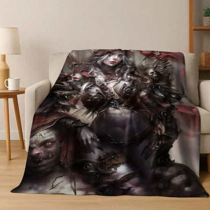 WOW World of Warcraft Arthas Demon Illidan Sylvanas Flannel Blanket,Cozy Soft Throw Blanket for Home Bedroom Bed Sofa Cover Gift