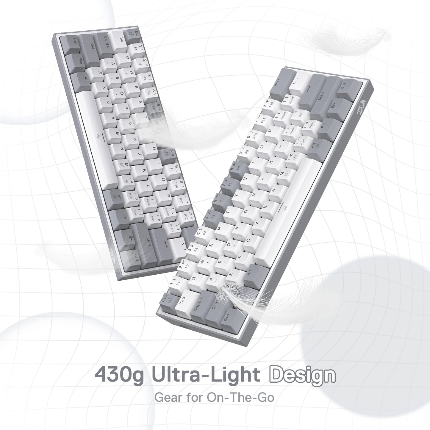 Redragon K617 Fizz 60% Wired RGB Gaming Keyboard, 61 Keys Hot-Swap Compact Mechanical Keyboard Red Switch
