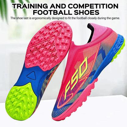 Professional TF Soccer Boots Unisex Youth Adult PU Fabric Upper Rubber Sole Non-Slip Training Cleats