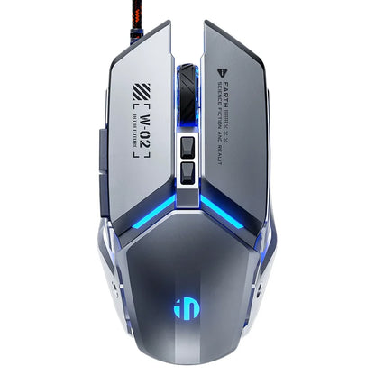 Inphic W2 2nd Generation USB Wired Gaming Mouse Silent Click Metal Style 6-key Macro Programming 8800DPI