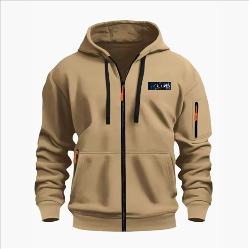 Men's Sweatshirts with Zipper Pockets Thin Solid Color Half Tracksuit Casual Outdoor Hooded Tracksuit Long Sleeve Jacket Coats