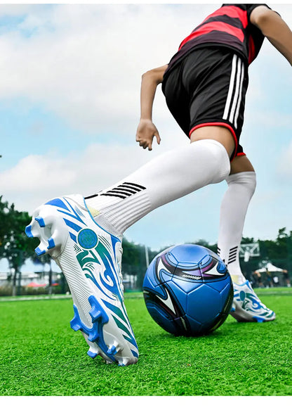 Original-Fußballschuhe, Herren-Trainingsschuhe, Outdoor-Schuhe, rutschfeste Kinder-Fußballschuhe, Schuhe mit langen Stollen, Herren-Futsal-Schuhe, Größe 32–45