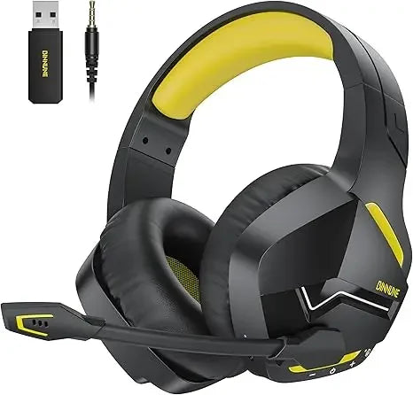 Casque de jeu sans fil BINNUNE avec 2,4 GHz pour PS5, PS4, Switch, FPS Gamers casques de jeu Bluetooth 5.3 avec micro antibruit
