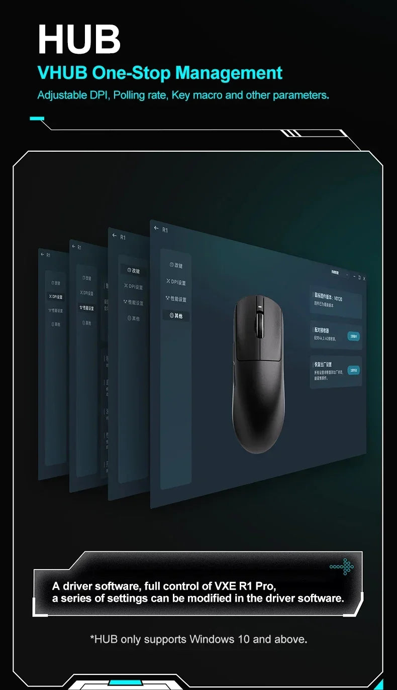 VXE Dragonfly R1 Pro MAX 2.4G WirelessGaming Mouse PAW3395 26000DPI 3-mode Connection with Low Latency Wired Gaming Mouse