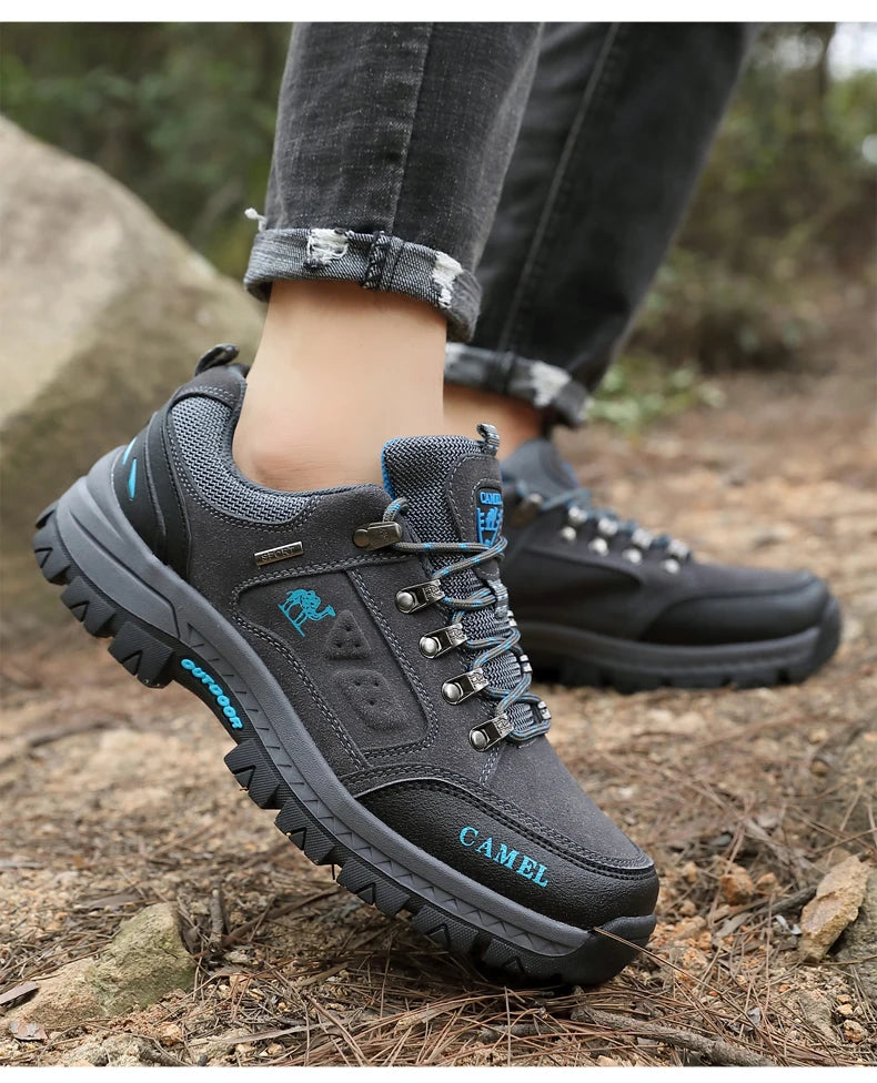 Classic Black Men's Hiking Shoes Outdoor Low Climbing Walking Shoes For Men Trekking Sneakers Non-Slip Mountaineering Shoes Man