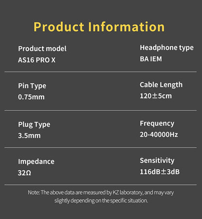 KZ AS16 PRO X in Ear Earphone 8 Balanced Armature Headset Three-Channel Acoustic Duct Structure HiFi Headphones ZSX ZAR ZS10PROX