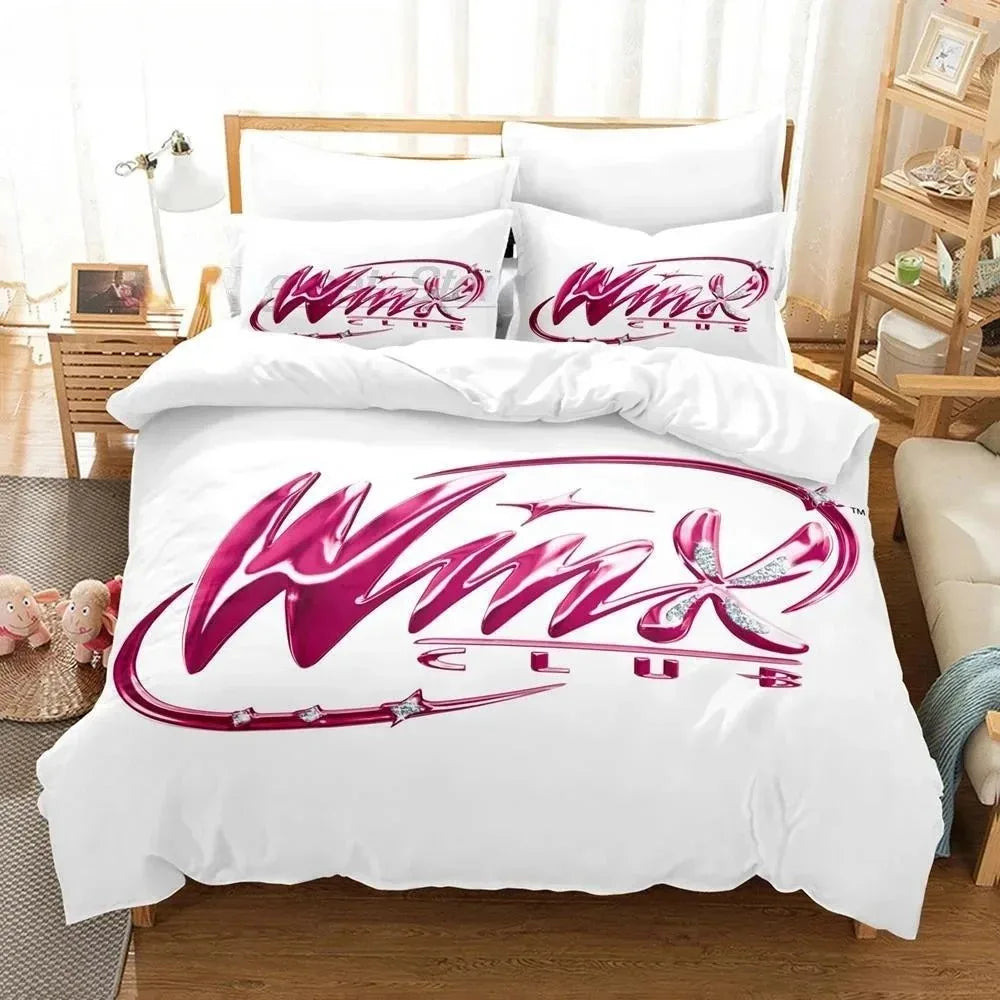 Anime W-Winx Clubs Duvet Cover Pillowcase Bedding Set Adult Boy Girl Bedroom Decoration Children Gift Single Double Large Size