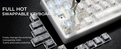 XVX M67 JadeStone Mechanical Keyboard With IMD-Tech Keycaps Hot Swappable Gasket Tri-Mode Custom RGB Wireless Keyboard 65%
