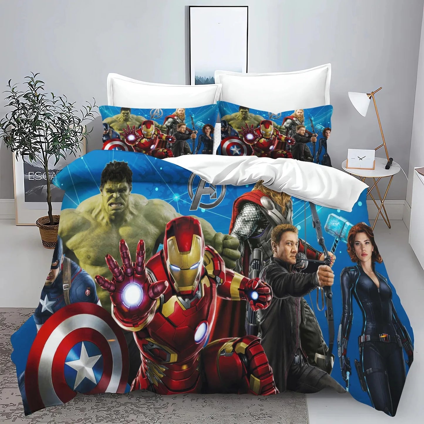 The Avengers helden-dekbedovertrek met kussensloop, beddengoedset voor volwassenen, jongens en meisjes, slaapkamerdecoratie voor kinderen, eenpersoons, tweepersoons, groot formaat