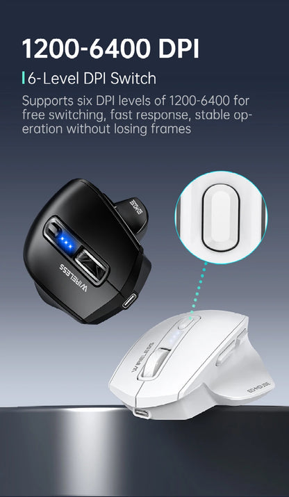 Wireless Tri-Mode Gaming Mouse 2.4G Dual Receiver Bluetooth With Battery Level Display Portable Universal Office Mouse