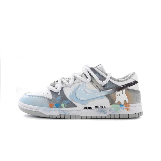 Custom Sneakers Nike Dunk Cyberpunk Graffiti Gradient Blended Artistic Low-Top Unisex Skate Shoes