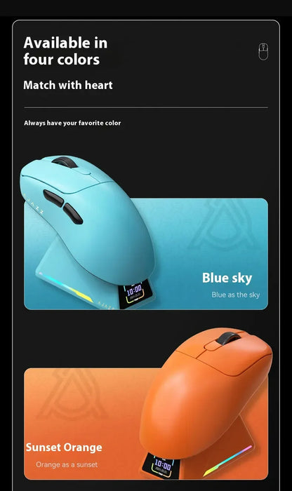 Ajazz AJ179 APEX Wireless Gaming Mouse with Color Screen Base, Bluetooth, PAW3395, 400mAh Battery, 8000Hz Refresh Rate