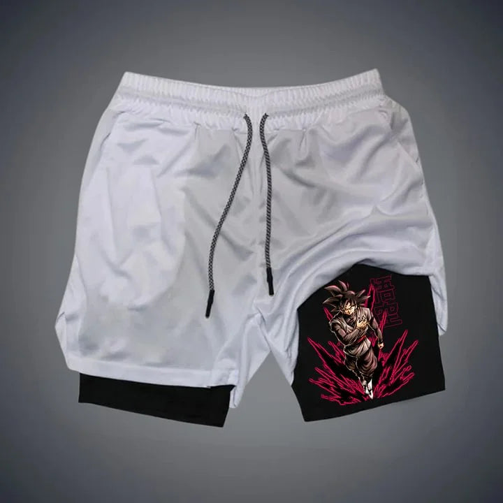 Dragon Ball Printed Men's Shorts Summer Women's Sports Compression Gym Shorts Double-Layer 2-in-1 Pant Quick-Drying Beach Shorts