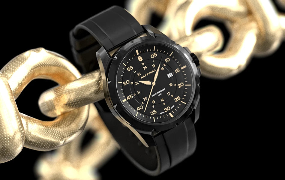 Orologio da uomo SAPPHERO – Orologio al quarzo di lusso, impermeabile fino a 50 m, dotato di un meccanismo importato e di una cassa in acciaio inossidabile – Un’idea regalo ideale per l’uomo.