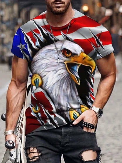 Fashion Eagle Graphic T Shirts Luxury T-Shirt Summer Men's T-Shirts Casual Tops Short Sleeve T-Shirt 3D Printing Men Clothing