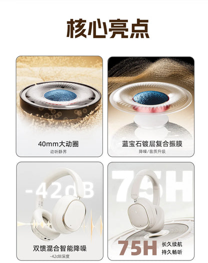 FiiO EH13 Headphones Over Ear Wireless Bluetooth Dynamic ANC Noise Reduction LDAC HiFi Audio Long Battery Life Game Headset Gift
