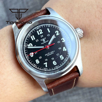 Tandorio 36mm Fashion 20BAR automatische Taucher- und Pilotenuhr für Herren und Damen, NH35/PT5000/Miyota8215 Uhrwerk, Saphir-Armbanduhr, grüne Leuchtmasse