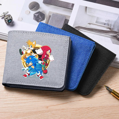 Sonics Mens Purses Men Wallets Cartoon Anime Graphic Print Cute Purse Portable Large Capacity Card Packs Birthday Party Gifts