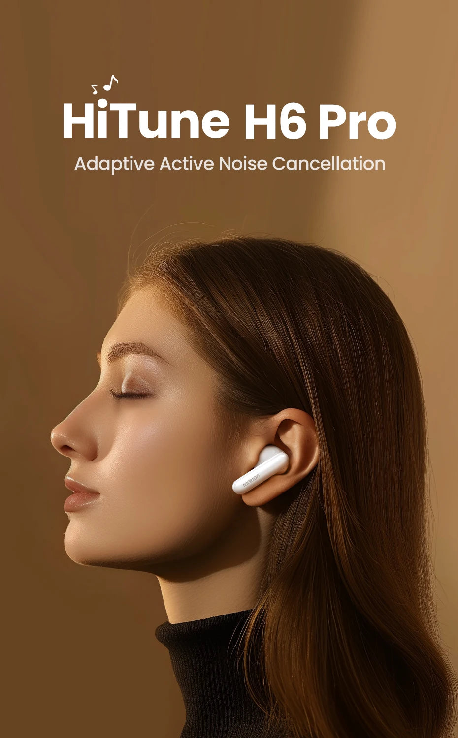 UGREEN ANC Semi-open TWS Adaptive Active Noise Cancelling Earbuds LDAC Hi-Res Audio Wireless Bluetooth Earphones Headphones