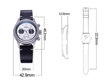 Milifortic 39MM Fashion Chronograph Watch Man R086 Retro C3Luminous Stainless Steel Waterproof 100M VK63 Quartz Watches For Man