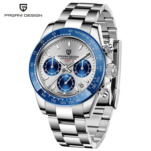 PAGANI DESIGN V2 40MM Reloj de cuarzo para hombre con esfera de meteorito, cristal de zafiro, cronógrafo retro y resistente al agua
