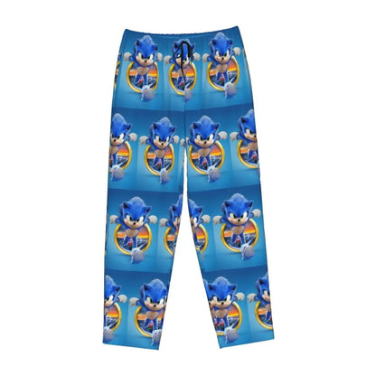 Custom Printed Womens Soniced Pajama Pants Hedgehog Game Sleepwear Sleep Lounge Bottoms with Pockets