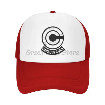 Capsule Corp Mesh Baseball Caps Unisex Hip-Hop Trucker Hat Anime DBZ Dad Hat Adjustable Racing Cap Summer Trucker Snapback Hats