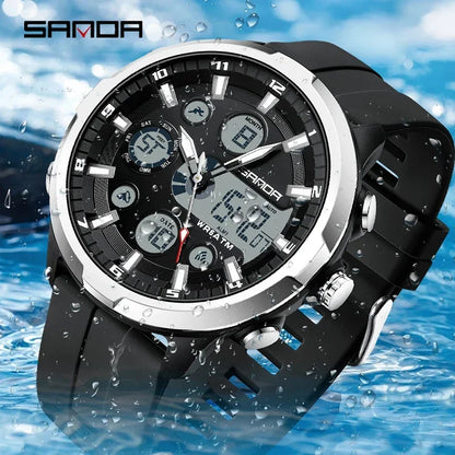 SANDA 9053 G Montres de sport militaires pour homme Montre numérique de luxe Montre-bracelet à quartz étanche jusqu’à 50 m pour homme Relogios Masculino