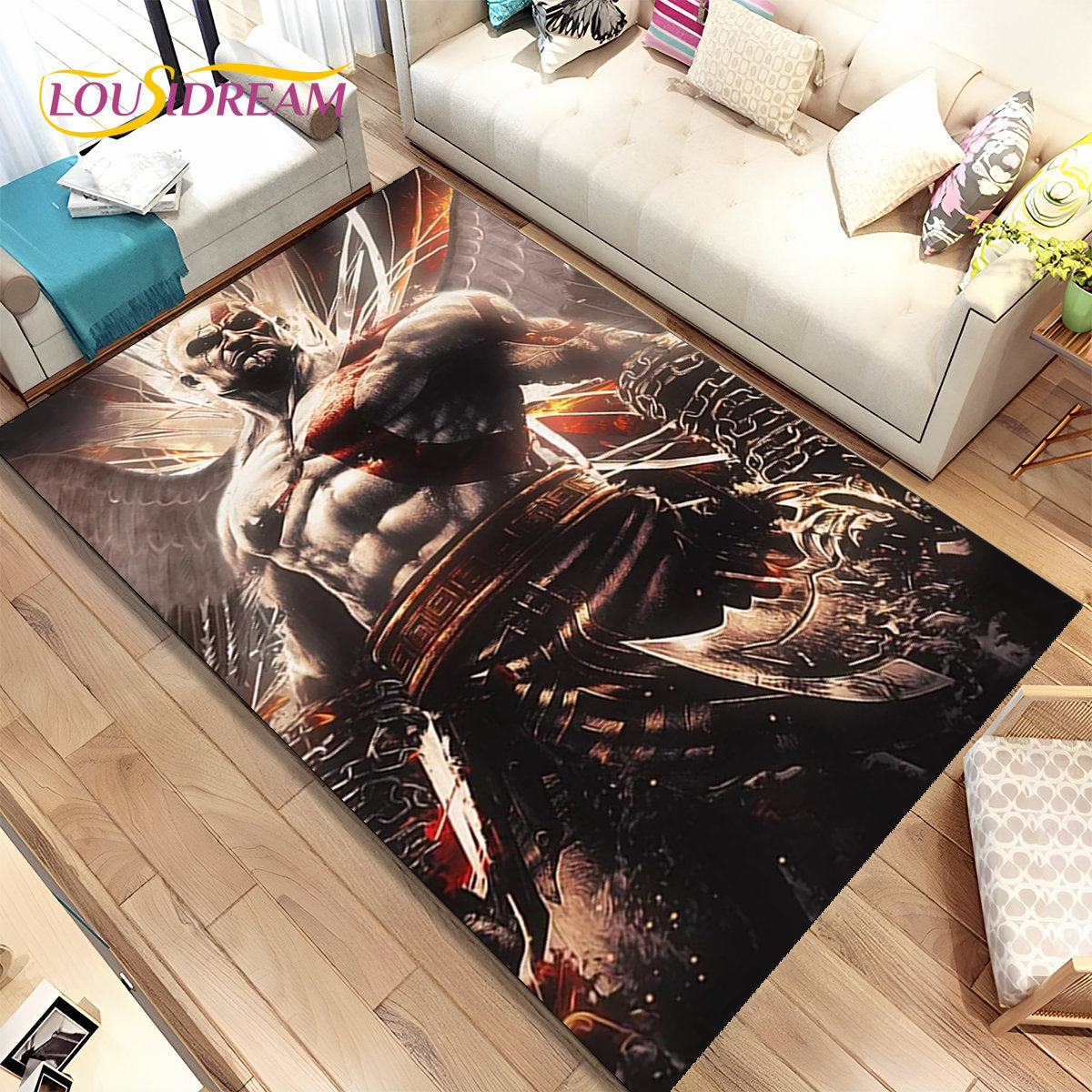 God of War Game Gamers Kratos  Area Rug,Carpet Rug for Living Room Bedroom Sofa Doormat Decoration, Kids Play Non-slip Floor Mat