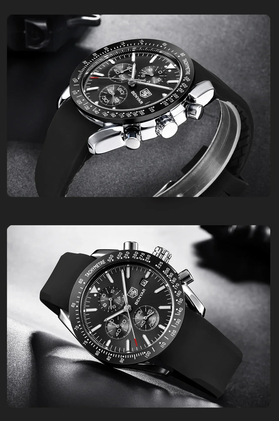 Orologio da uomo BENYAR 5140, orologio sportivo casual, orologio al quarzo di lusso impermeabile, cronografo militare di marca di alta gamma.