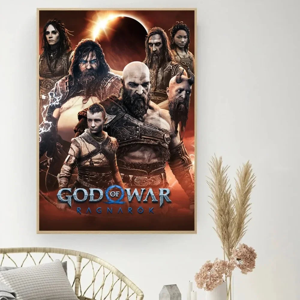 Póster del juego «God of War» - Póster de cine vintage para hacer tú mismo - Cuadro decorativo - Pegatinas para el estudio - Cuadro de pared de tamaño pequeño