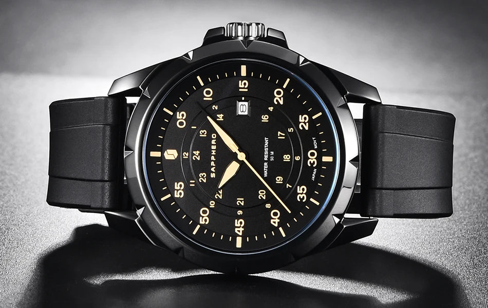 Orologio da uomo SAPPHERO – Orologio al quarzo di lusso, impermeabile fino a 50 m, dotato di un meccanismo importato e di una cassa in acciaio inossidabile – Un’idea regalo ideale per l’uomo.