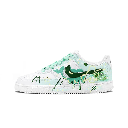 Custom Sneakers Nike Court Vision 1 "Mint Gorgeous"  Huiya Handcrafted  High Street Campus  Non-Slip Men's Sneakers