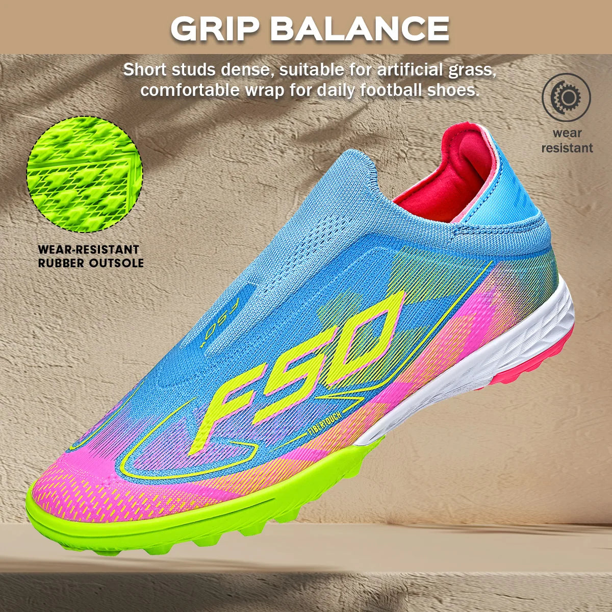 TF soccer shoes for training, anti-slip wear-resistant firm grip ankle protection lightweight comfortable