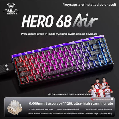 New AULA HERO68 Air 3-mode Magnetic Switch Gaming Mechanical Keyboard E-sport Custom Wired Keyboard Ergonomics Accessories