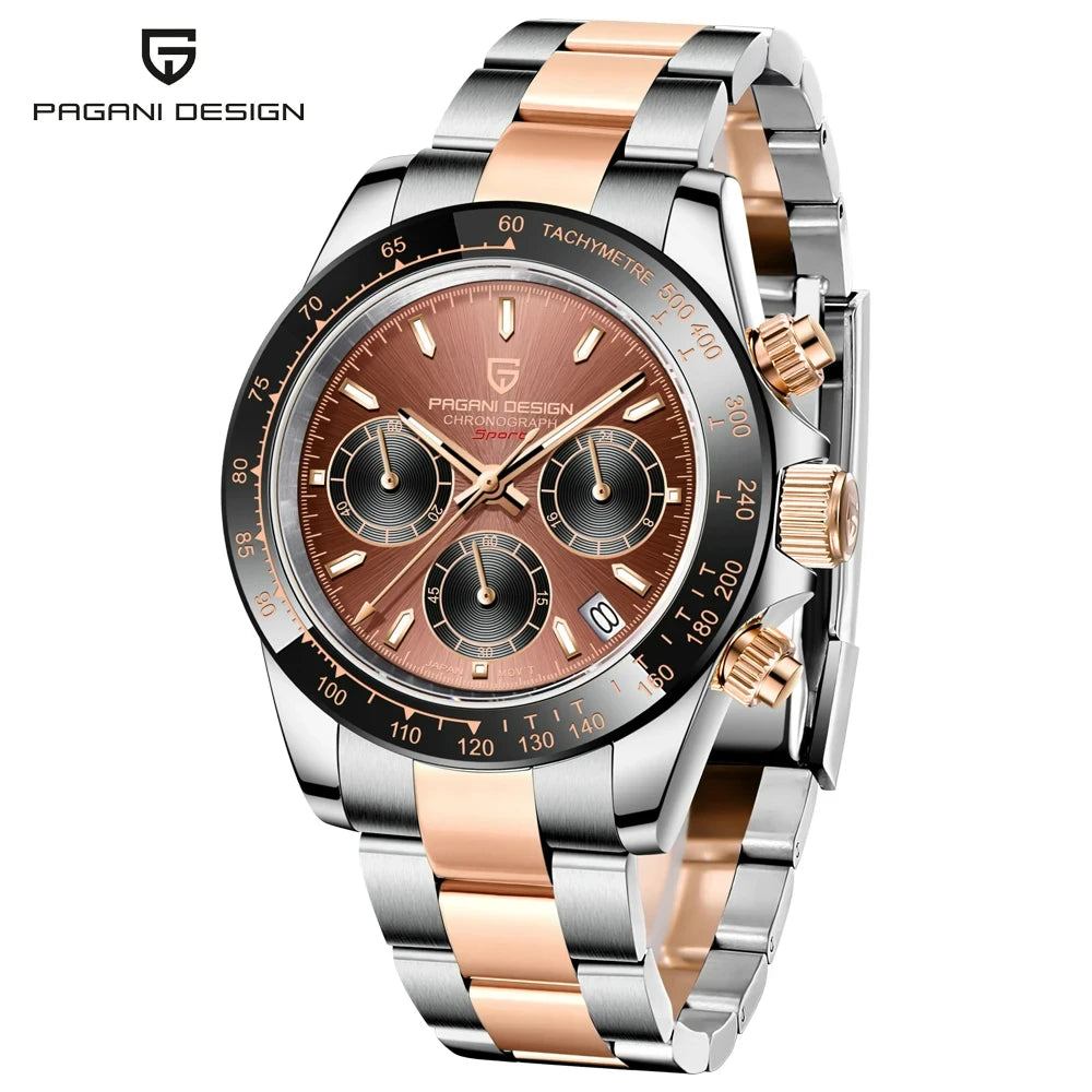 Orologio cronografo da uomo PAGANI DESIGN – Orologio da polso al quarzo di lusso, luminescente e impermeabile.